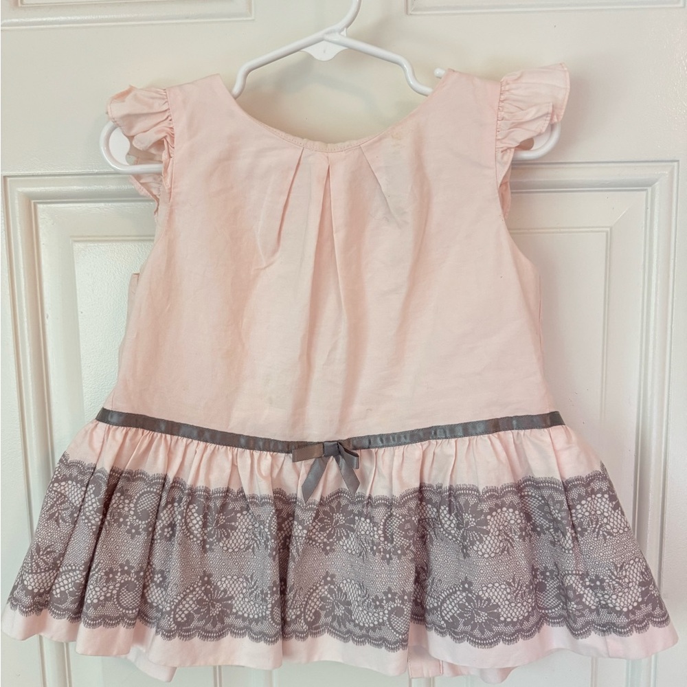 Janie and Jack Pink and Gray Lace top